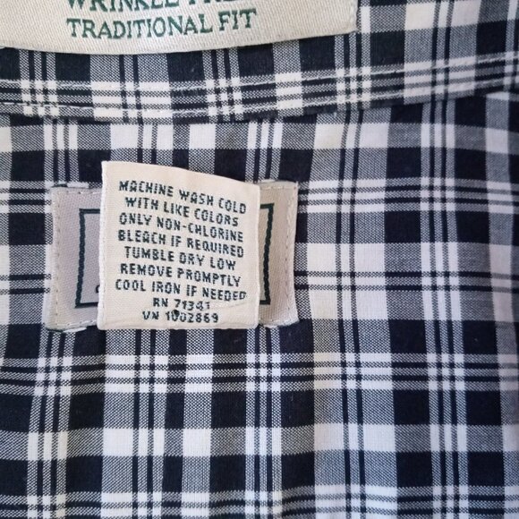 L.L BEAN BLACK & WHITE GINGHAM MEN'S LONG SLEEVE BUTTON DOWN CASUAL SHIRT SZ XL - Picture 6 of 7